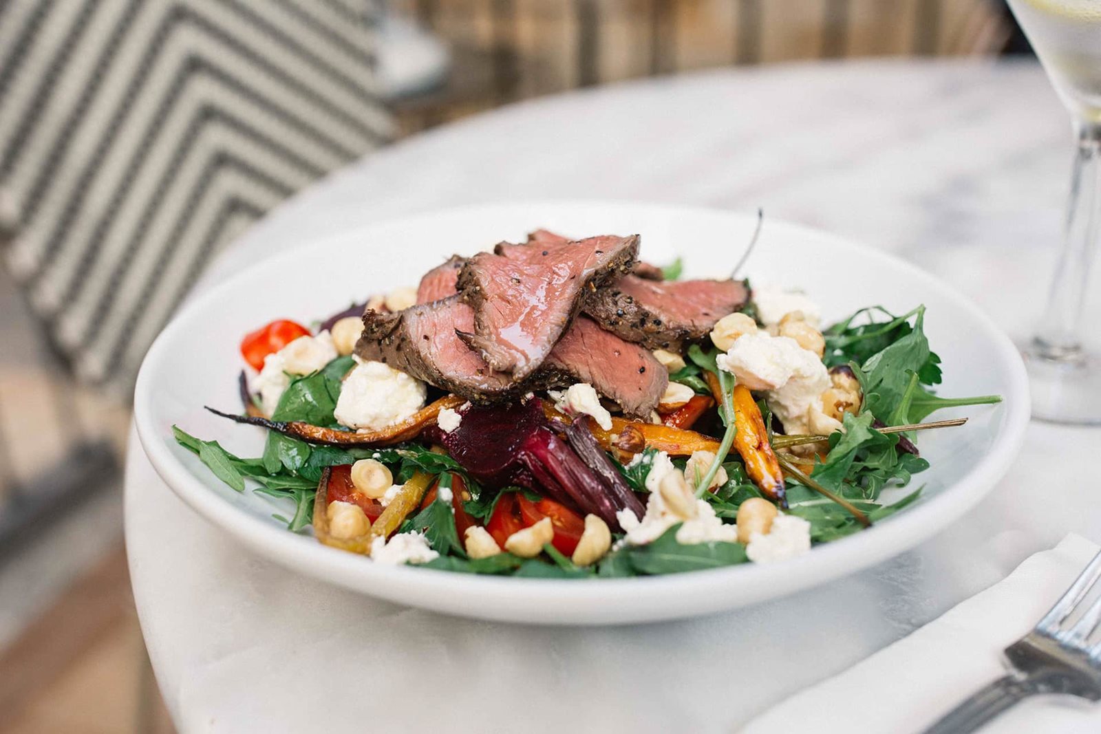Warm grilled kangaroo salad at The Orient Hotel